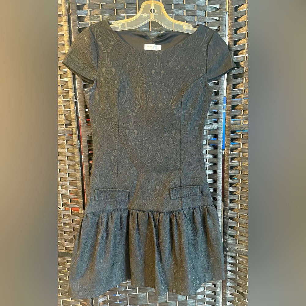 Zara Black Textured Fit-and-Flare Mini Dress